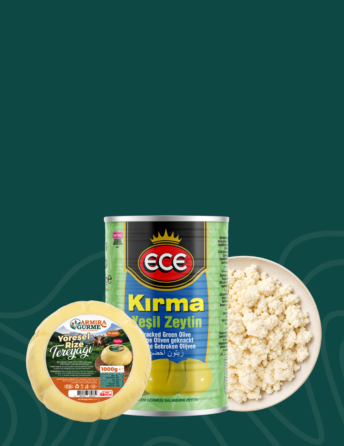 Armira Gurme tereyağı, kırma yeşil zeytin ve çökelek